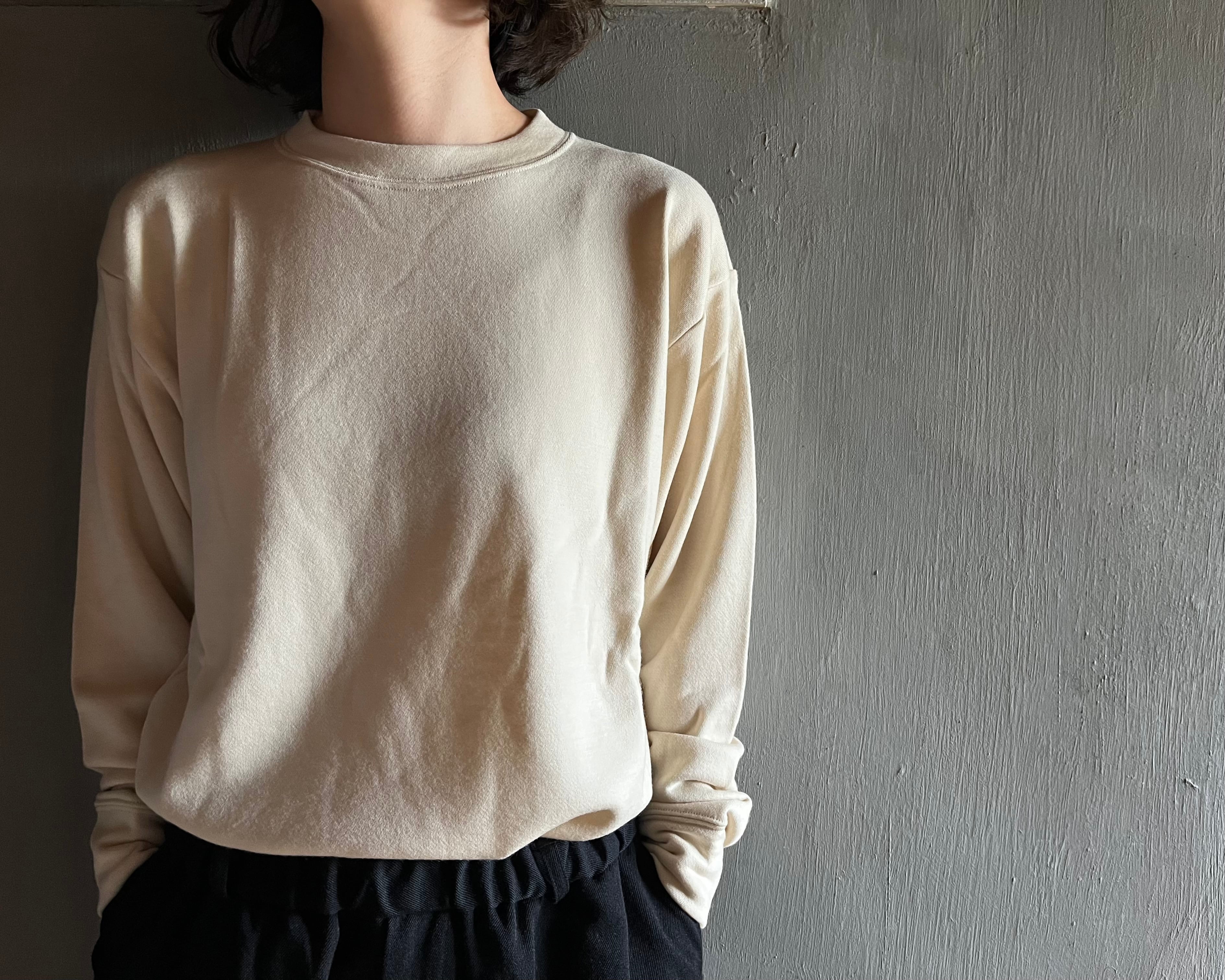 MITTAN|super120'sウール裏毛トレーナー 白茶 T-40