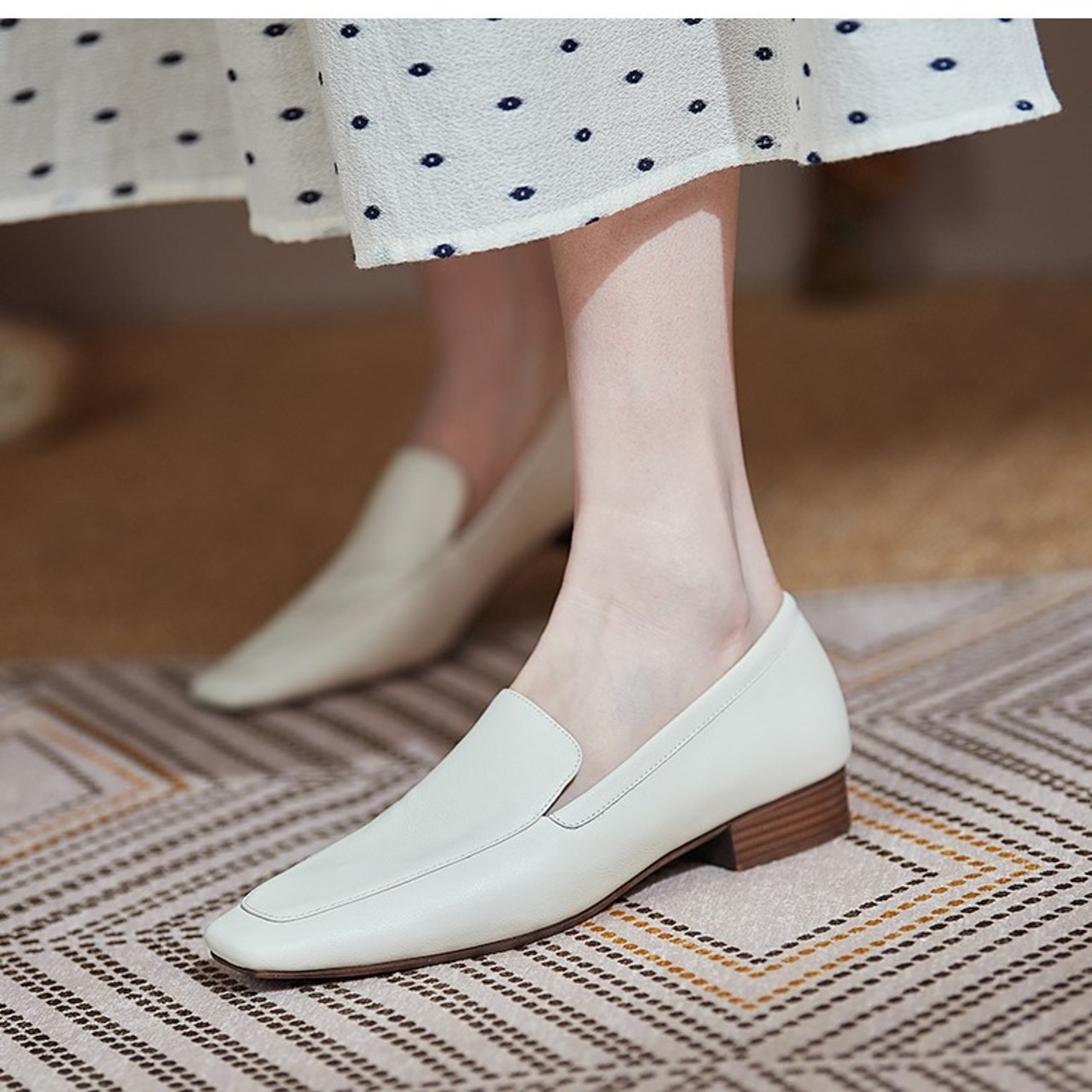 スクエアトゥレイジ―ローファー 3color W10356