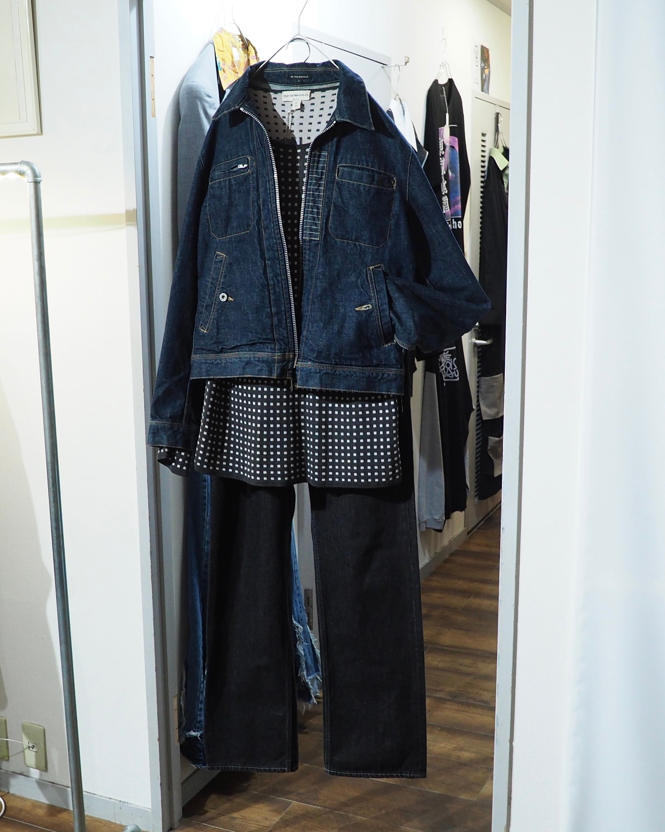 " R.NEWBOLD " Dark Indigo × Silver Metal zip Denim Trucker jacket