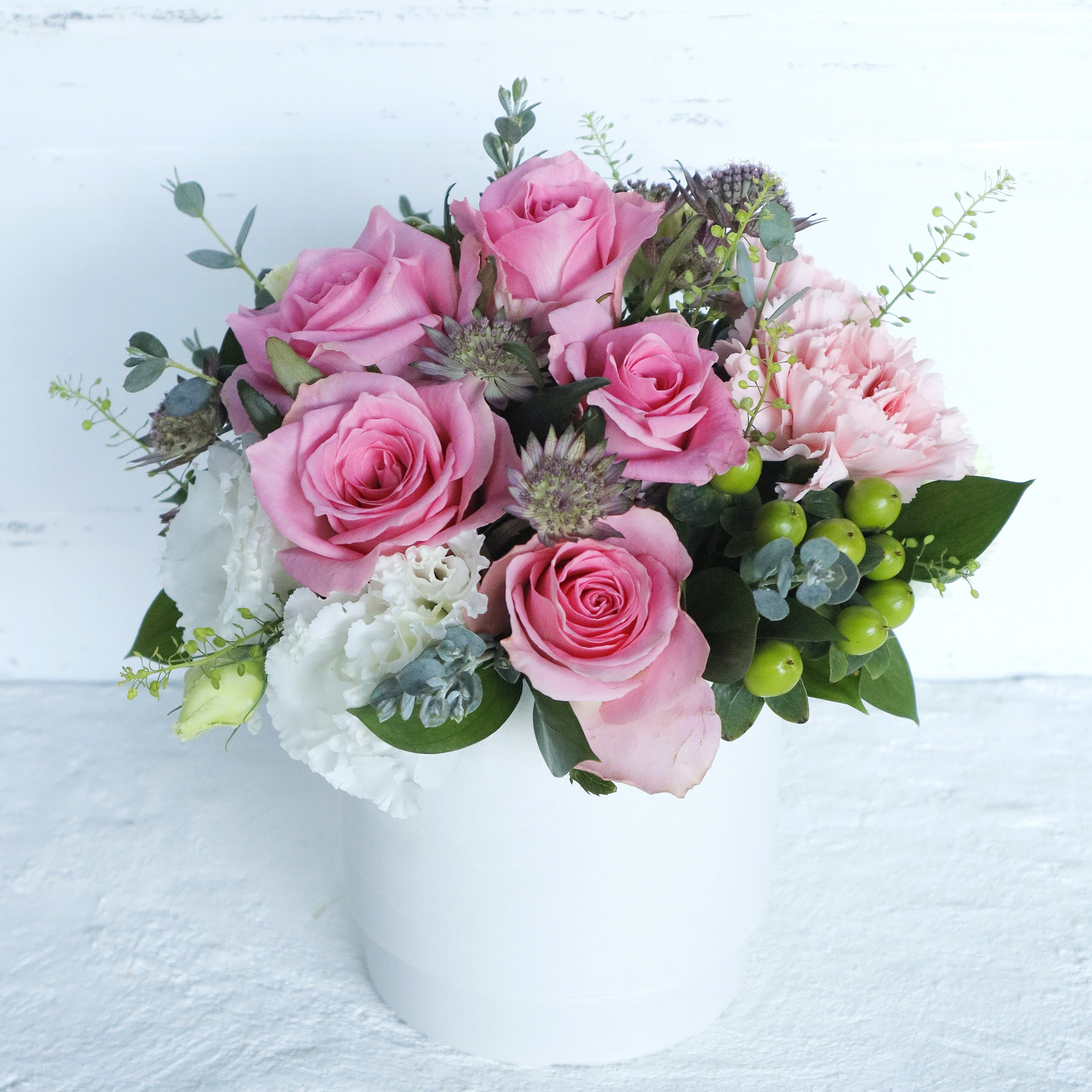 【いい夫婦の日】ローズアレンジメントM ピンク☆感謝の気持ちを添えて