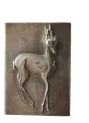 フランス 雌鹿と青い瞳とマッチホルダー エタン製 アンティーク