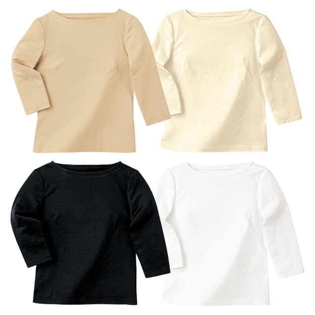 HANECTONE 七分袖ボートネックT(天竺) WP354