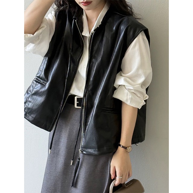 エコレザーノースリーブベスト　　233023