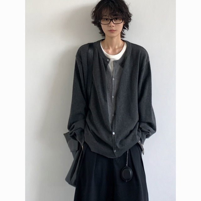 jiwuusフェイクレイヤードニットカーディガン