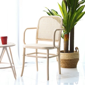 natural rattan arm chair / ナチュラル ラタン アーム チェア ダイニング カフェ 木製 椅子 家具 韓国インテリア雑貨