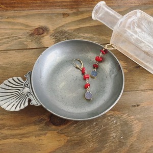 【売約済】ドゥルージーアゲート×コーラルのチェーンピアス