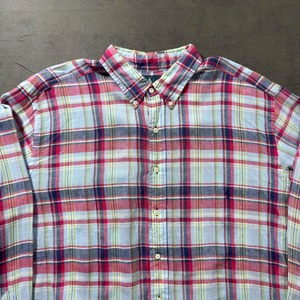 Ralph Lauren LINEN BD shirt 2XB BIG 古着