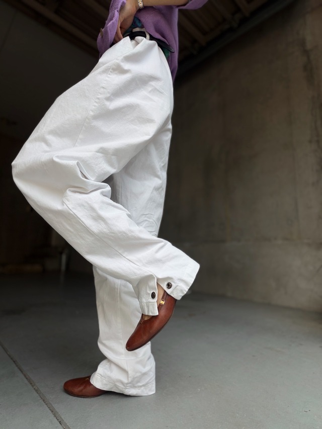 （PT1006）2tuck cotton tapered pants with ankle adjuster