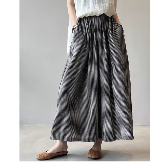 ギンガムチェックワイドパンツ　0022
