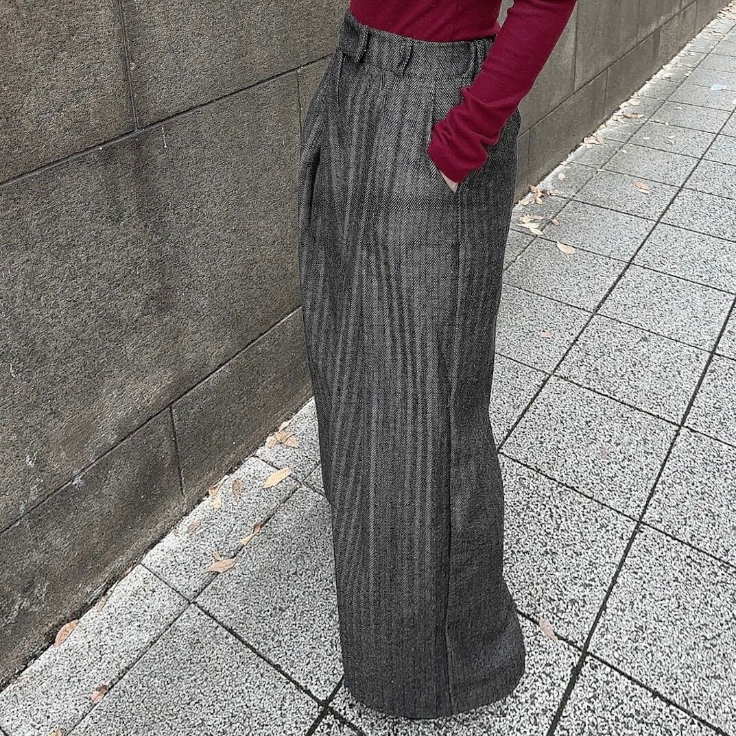 Herringbone wool pants / brown (12月中旬頃発送予定)