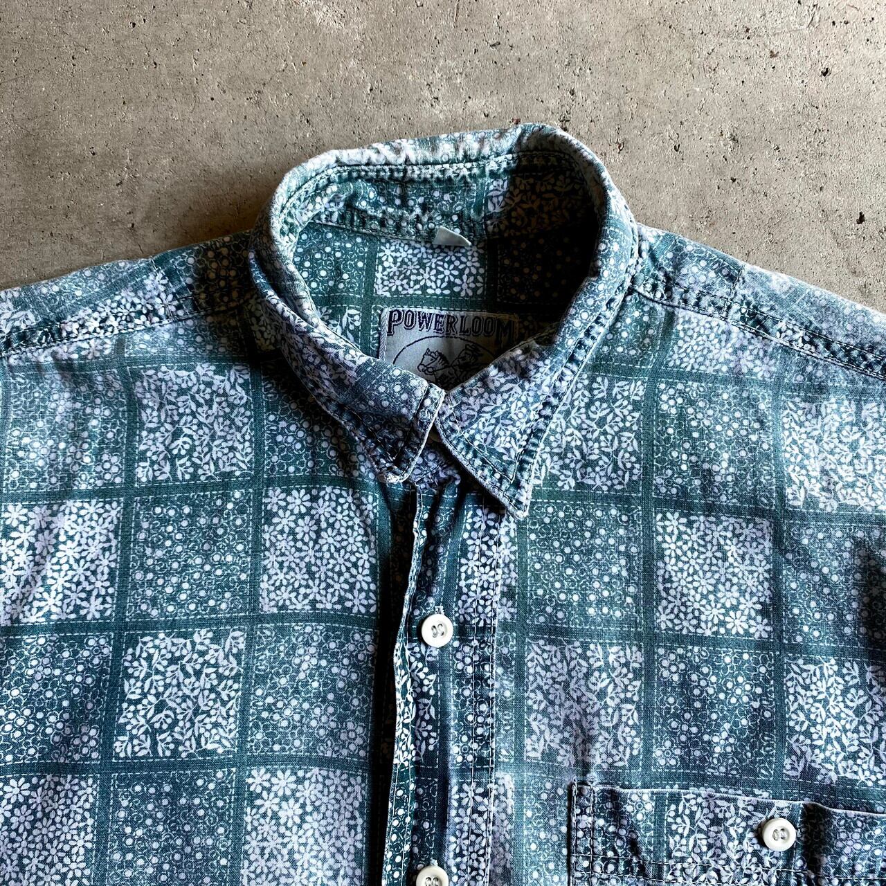 Power Loom Blues 小花柄 コットン 半袖 総柄シャツ メンズm相当 古着 グリーン 緑色 半袖シャツ Sa Al2110 Cave 古着屋 公式 古着通販サイト