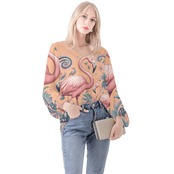 Women's Puffy Long-sleeve Chiffon Blouse Paisley 4713