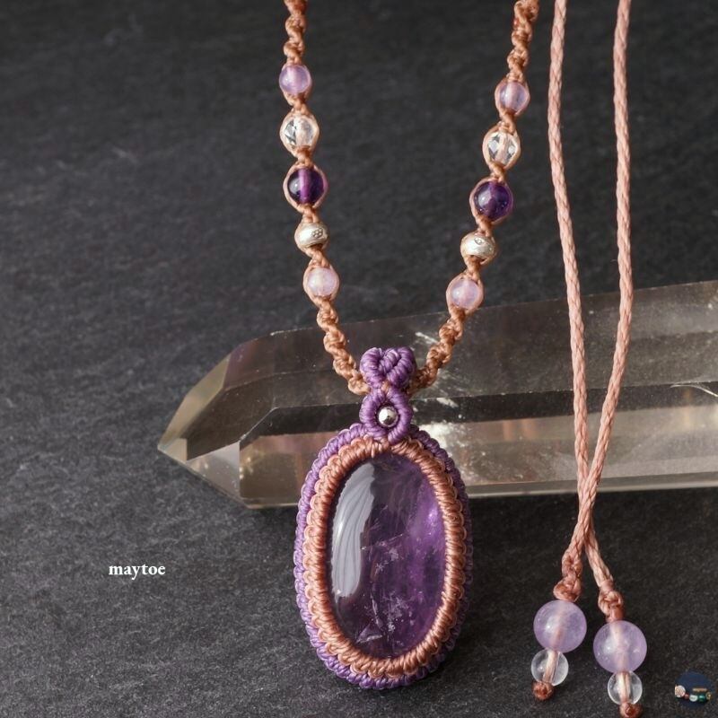 【少し訳あり価格】アメジストのマクラメネックレス - Lavender field -