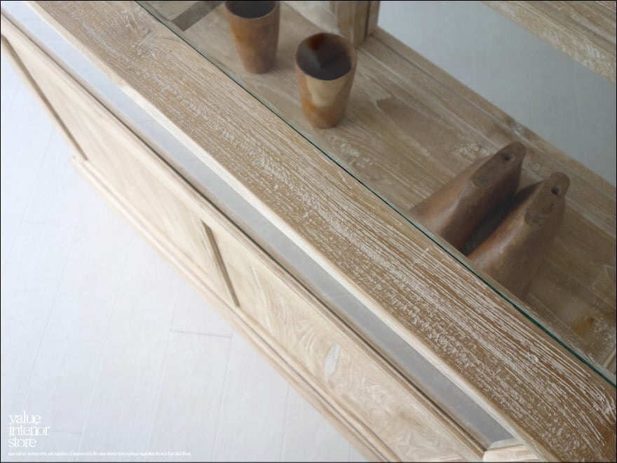 チーク総無垢 ショーケースカウンターQuese ガラスケース 飾り棚 店舗