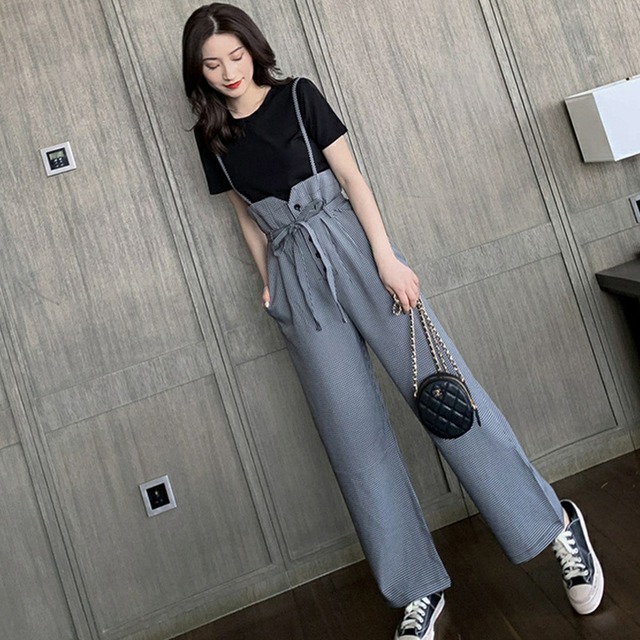 レディースワイドレッグオールインワンパンツ Tシャツセット 韓国ファッション 春夏コーデ レディース大人カジュアル Maisondelumiere レディースワイドレッグオールインワンパンツ Tシャツセット 韓国ファッション 春夏コーデ レディース大人カジュアル Maisondelumiere