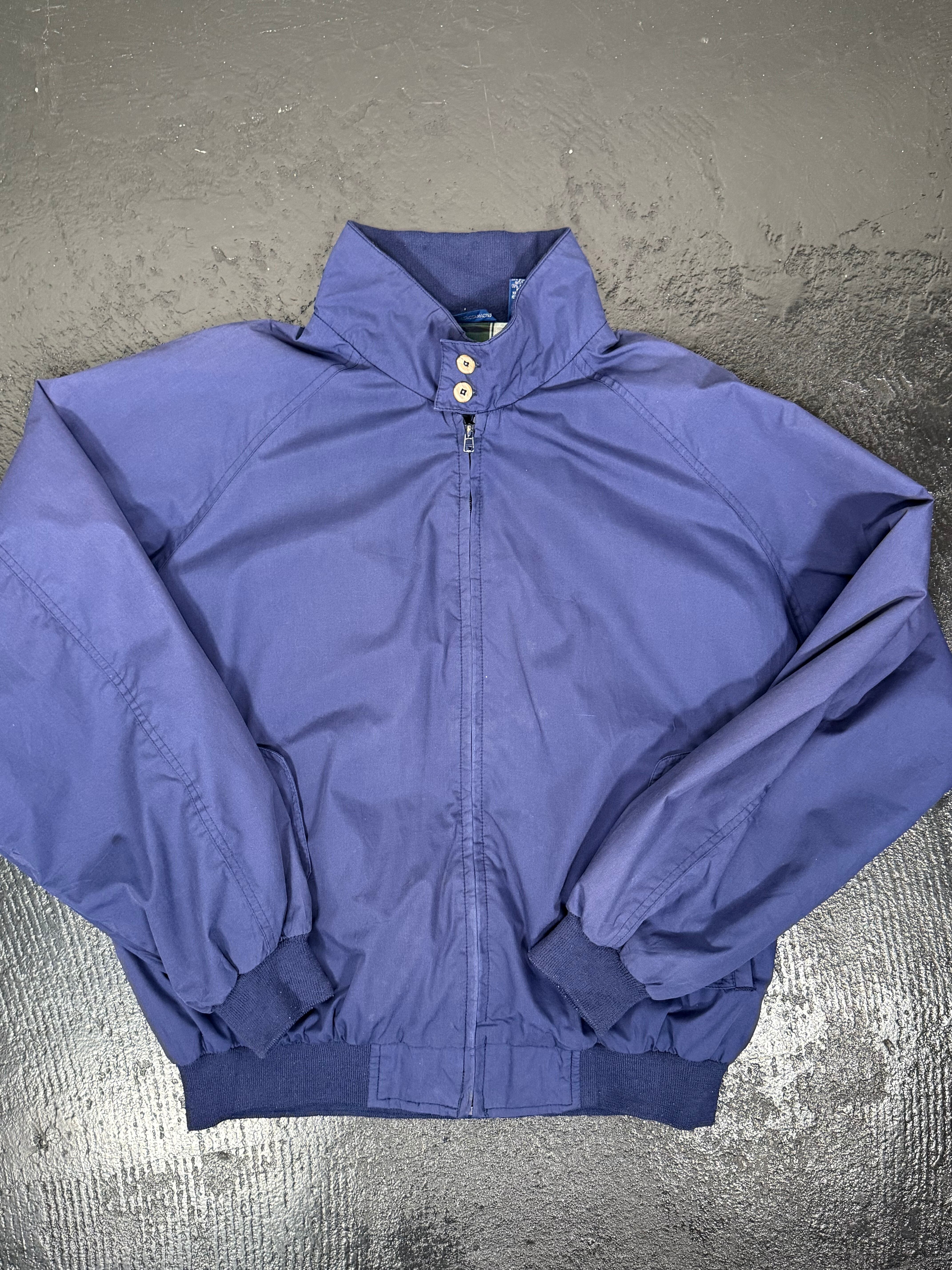 90's Towncraft Nylon Swing Top Jacket Navy Plaid Lining XL