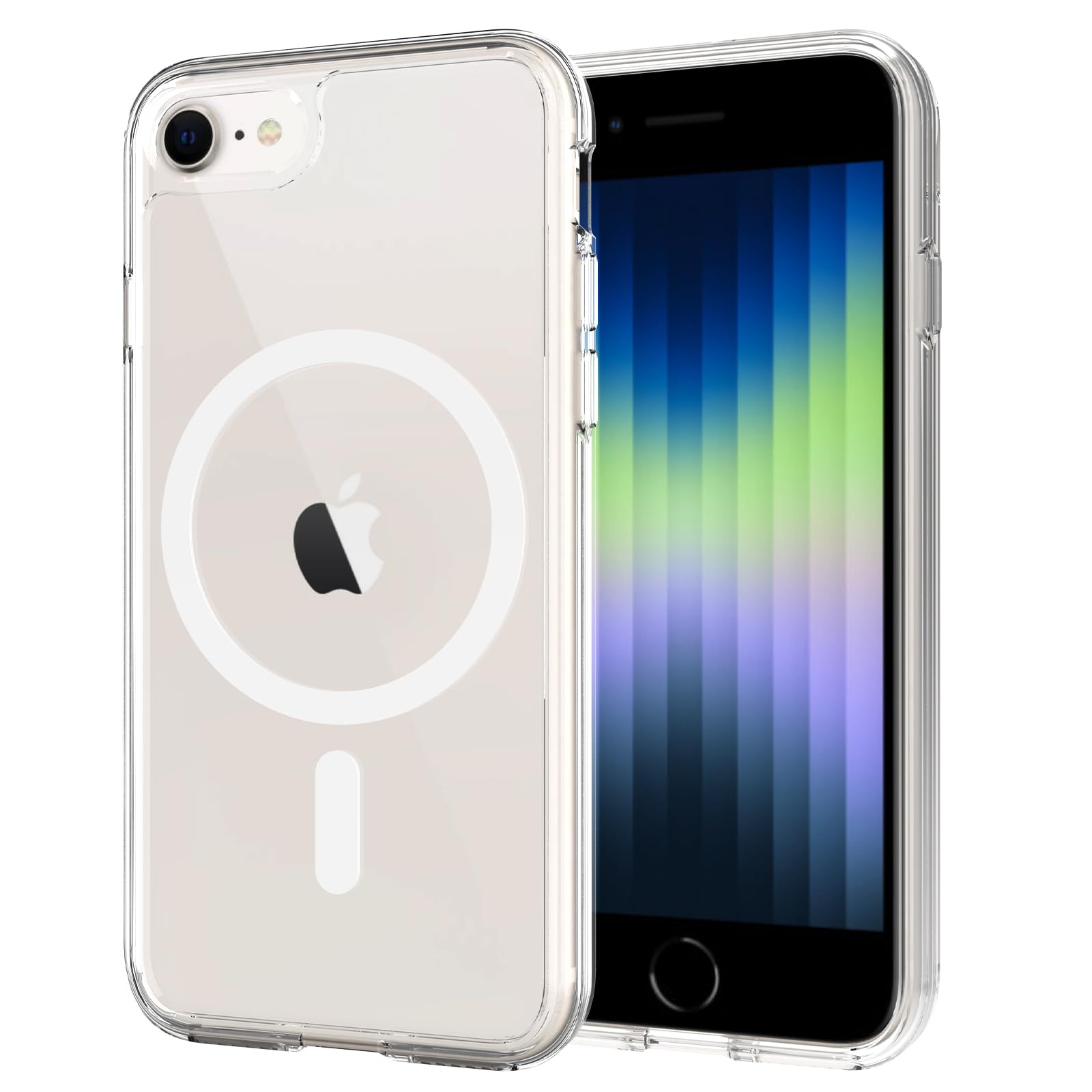 PinLiSheng iPhone SE3 SE2 ケース 透明バック 米軍MIL規格 MagSafe対応 iPhone7/8 用 カバー クリア