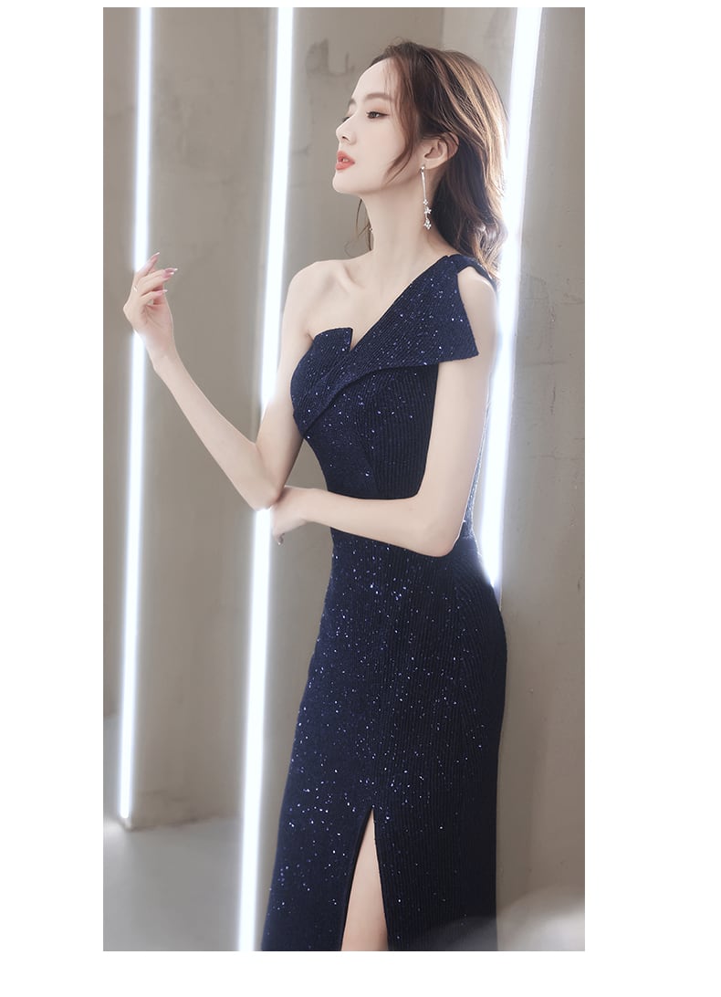 スパンコール ワンショルダー ロングドレス | she is スパンコール ワンショルダー ロングドレス | she is