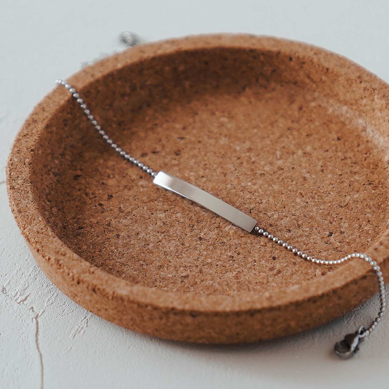 タイニープレート ボールチェーン ブレスレット シルバー サージカルステンレス SUS304