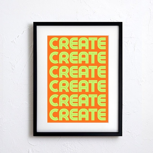 Bold CREATE Pattern ネオン配色 テキストアート｜空間を明るくするモダンポスター｜  インテリアA3ポスター