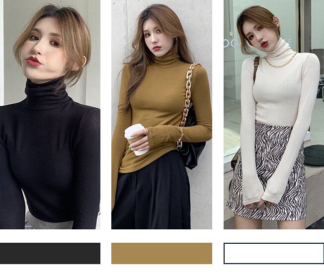 秋冬新作 レディース トップス ハイネック ニット インナー 細身スタイル