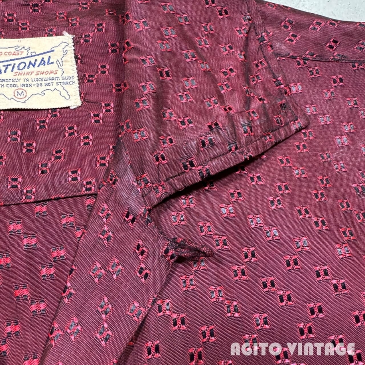 50's~ NATIONAL ナショナル L/S オープンカラーシャツ 織柄
