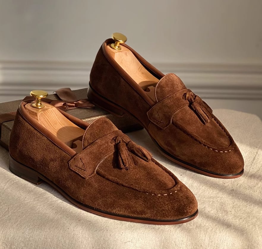 本革スエードタッセルローファー 夏ローファー 夏スエード | D'esign