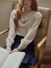 Brume Rayée Draped Blouse F0786