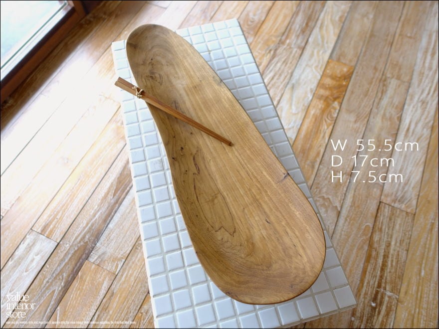 チーク無垢材 オーバルトレイvalen/N 盛り皿 フルーツトレイ 大皿 果物かご 削り出し ナチュラル 世界三大銘木