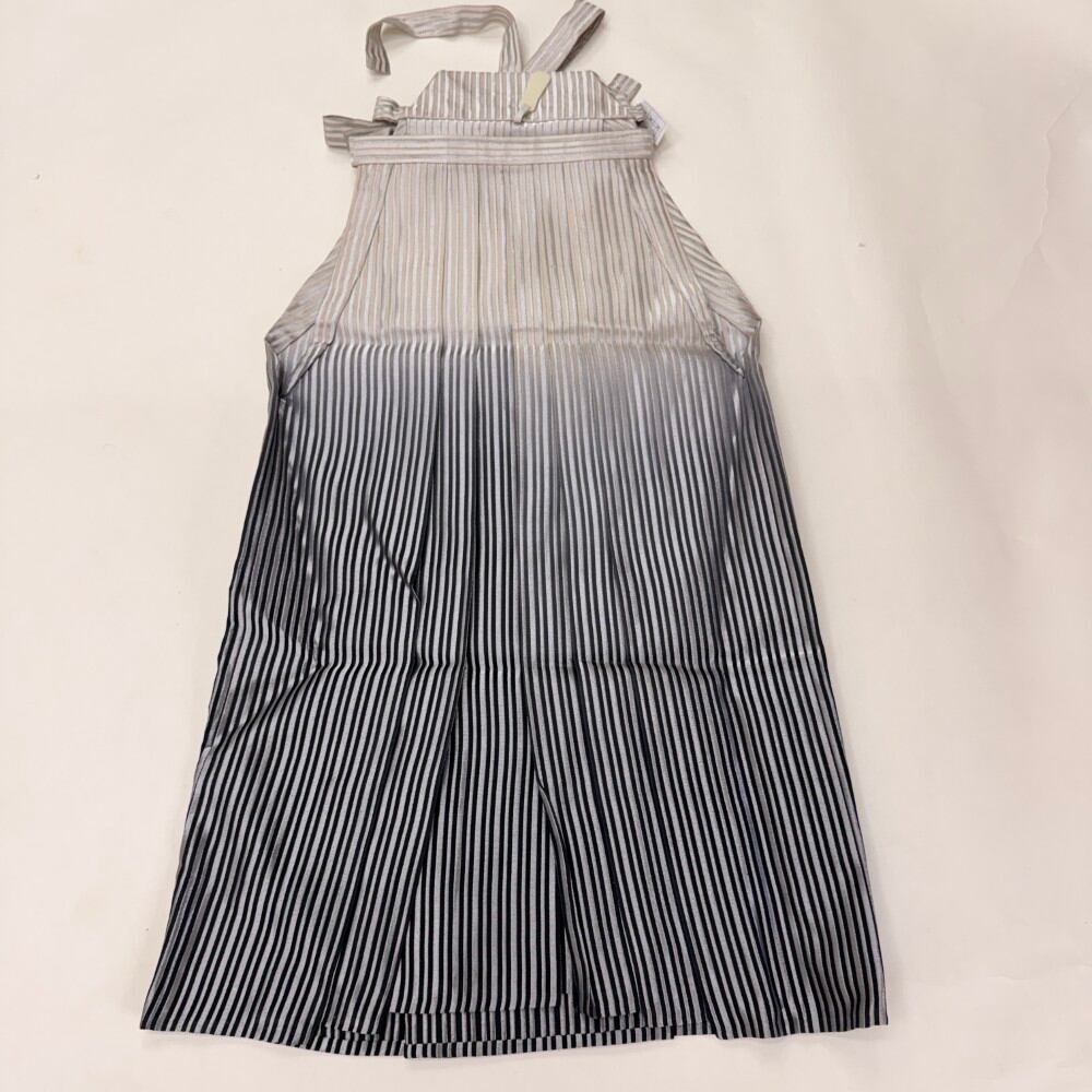 袴 行灯袴 男袴 紐下丈87cm L size 男性用袴 成人式袴 黒 白 銀 中古 6720