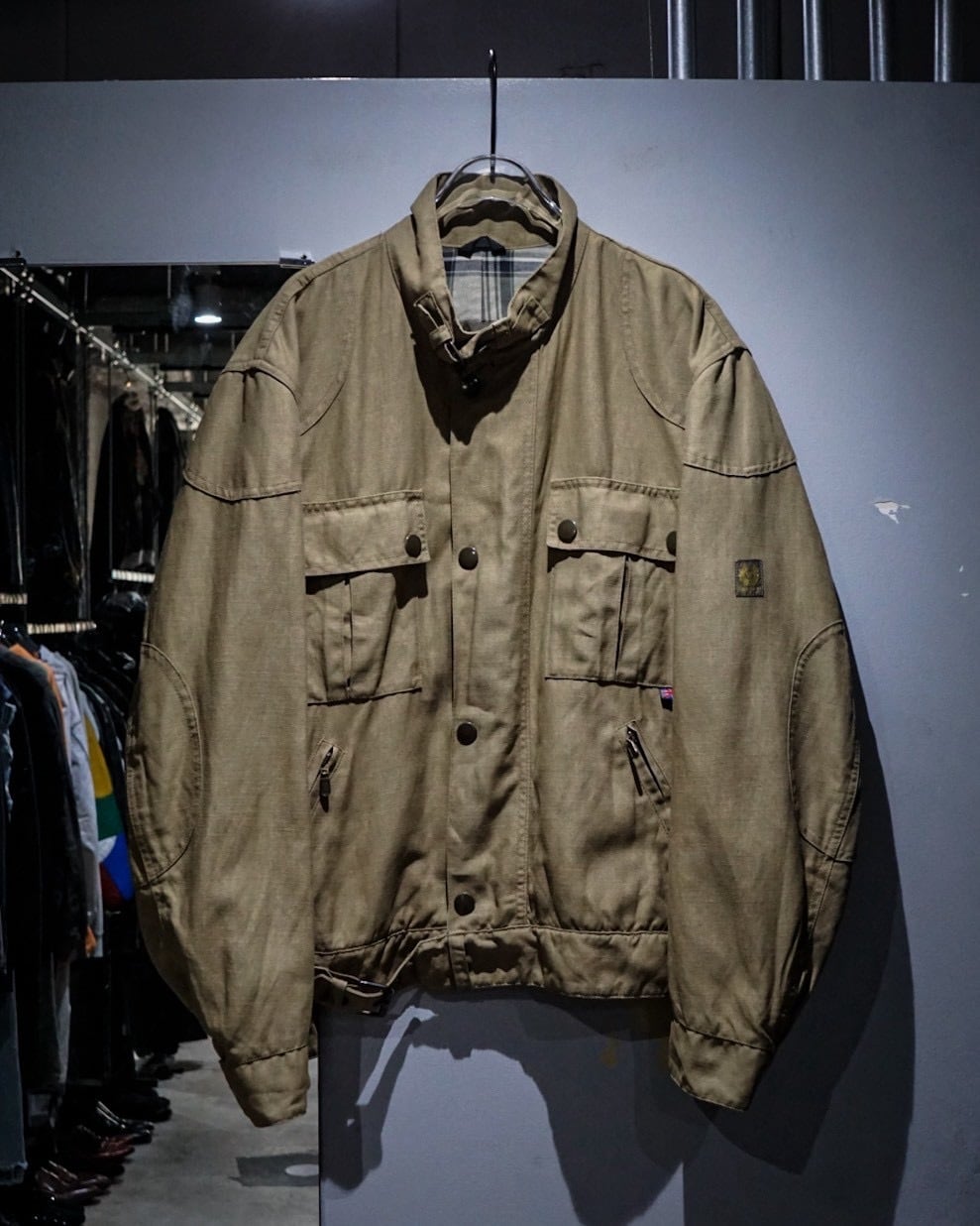 add (C) vintage】“Belstaff” Linen Blend Vintage Biker Jacket