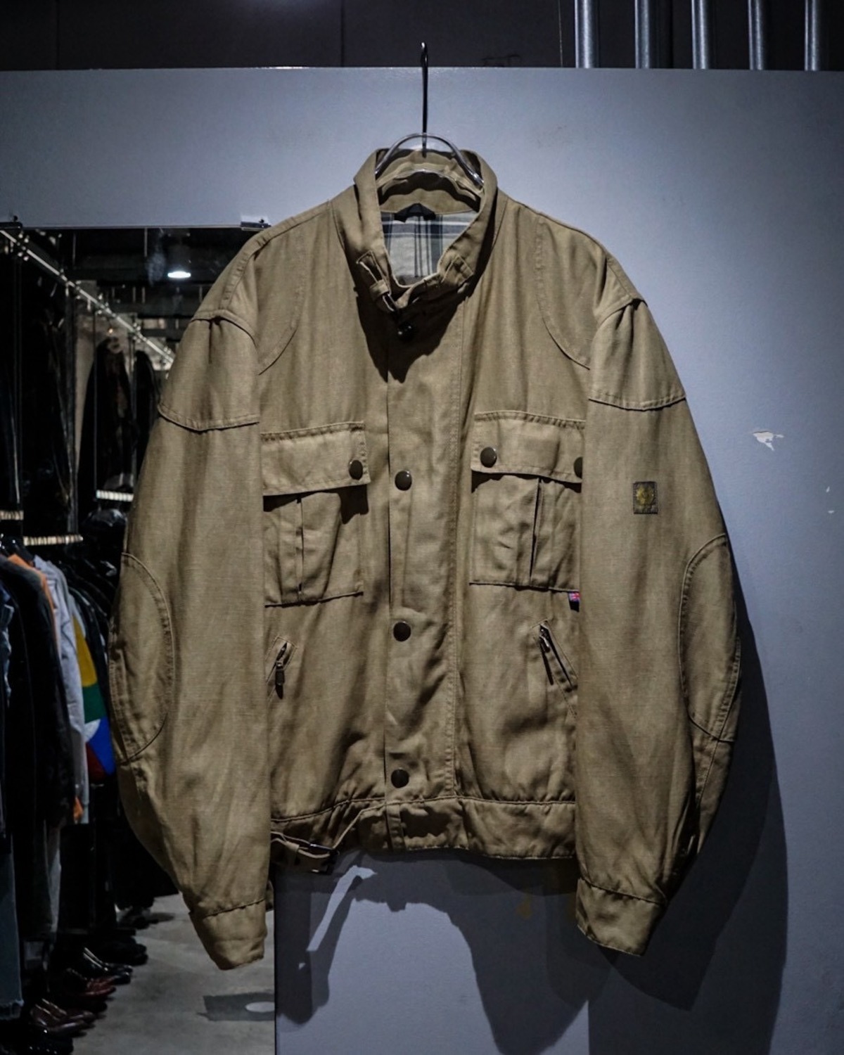 add (C) vintage】“Belstaff” Linen Blend Vintage Biker Jacket 