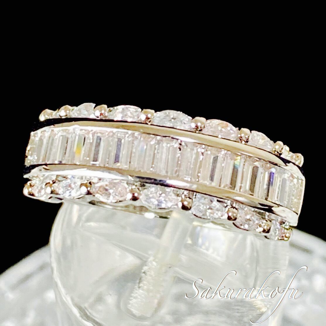 D033 ふりるリング バケット ハーフエタニティ レディース 指輪