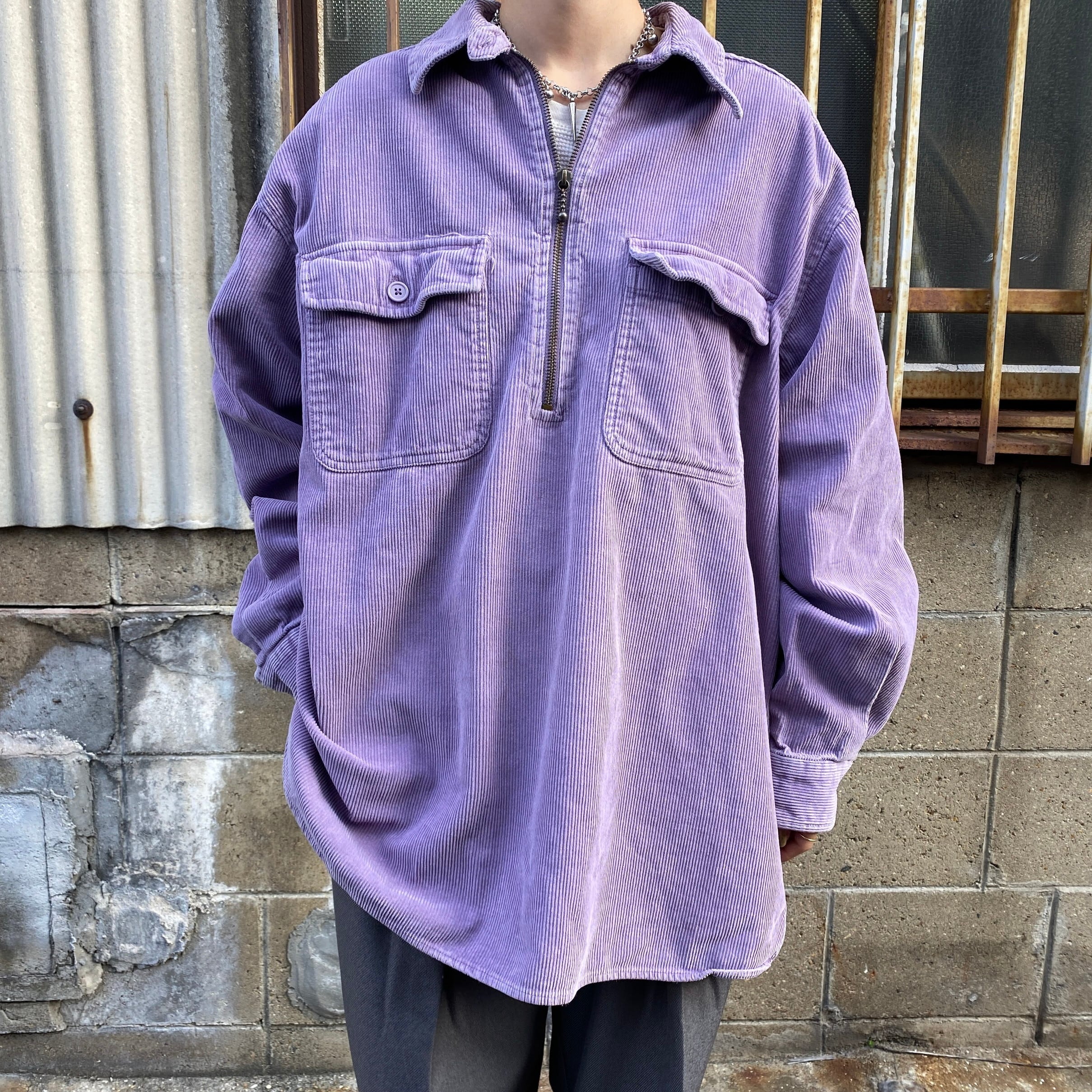 90年代 Eddie Bauer エディーバウアー ハーフジップ 長袖 コーデュロイ 