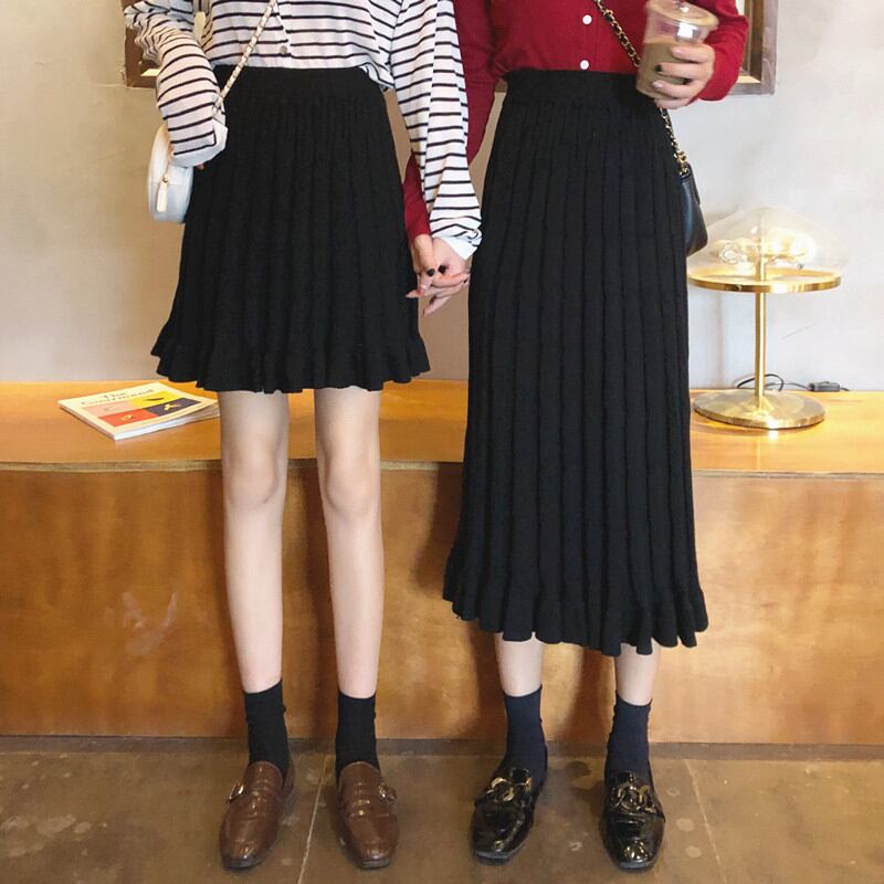 ハイウェストウェストAラインスカート スプリングニット 春物 萌量不足87490554768