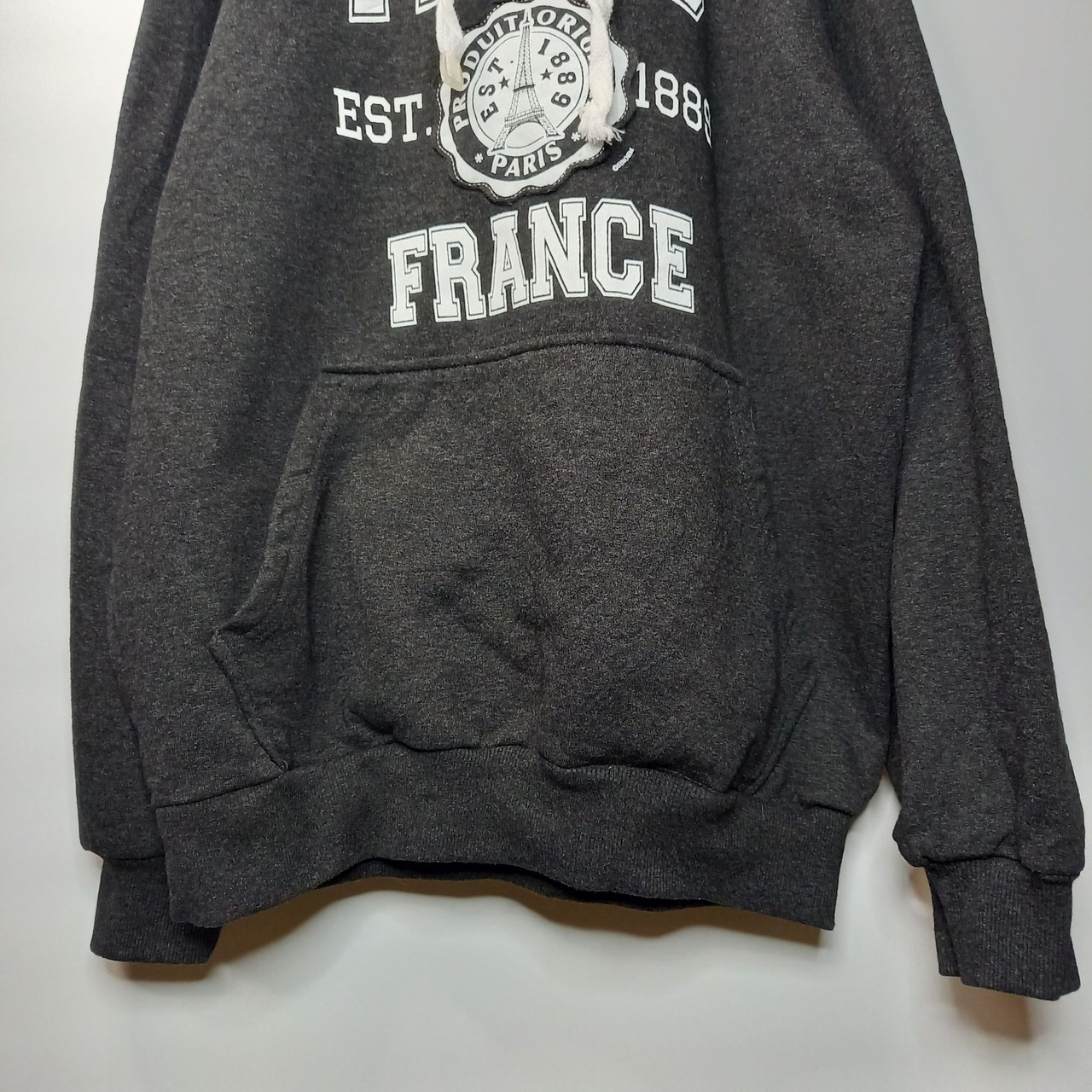 フランス古着　プルオーバー　スウェット　パーカー　ビッグロゴ　グレー　L