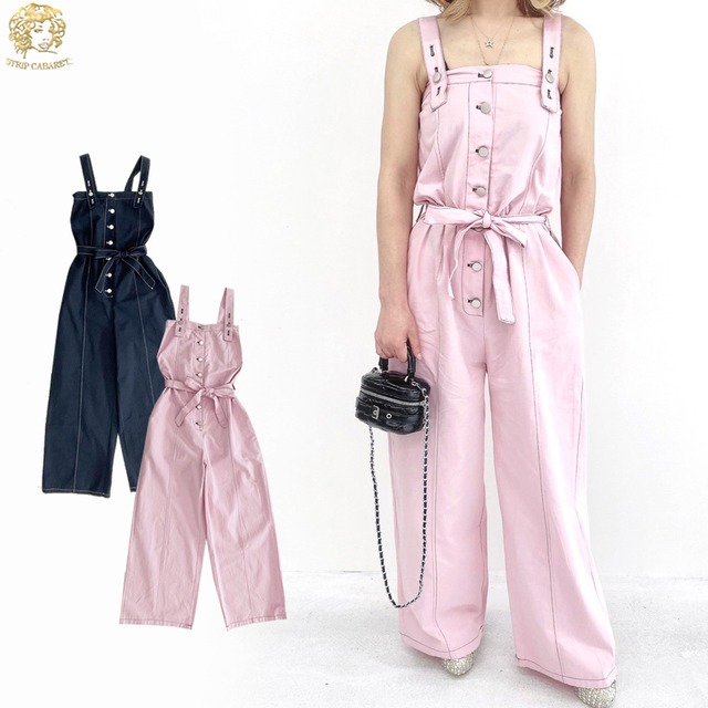 【SALE 50%OFF!!】配色ステッチロングロンパース[[123-7817]]