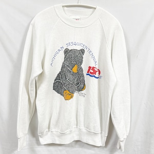Vintage 1987 Michigan Memorial Black Bear Sweat Shirt Made In USA