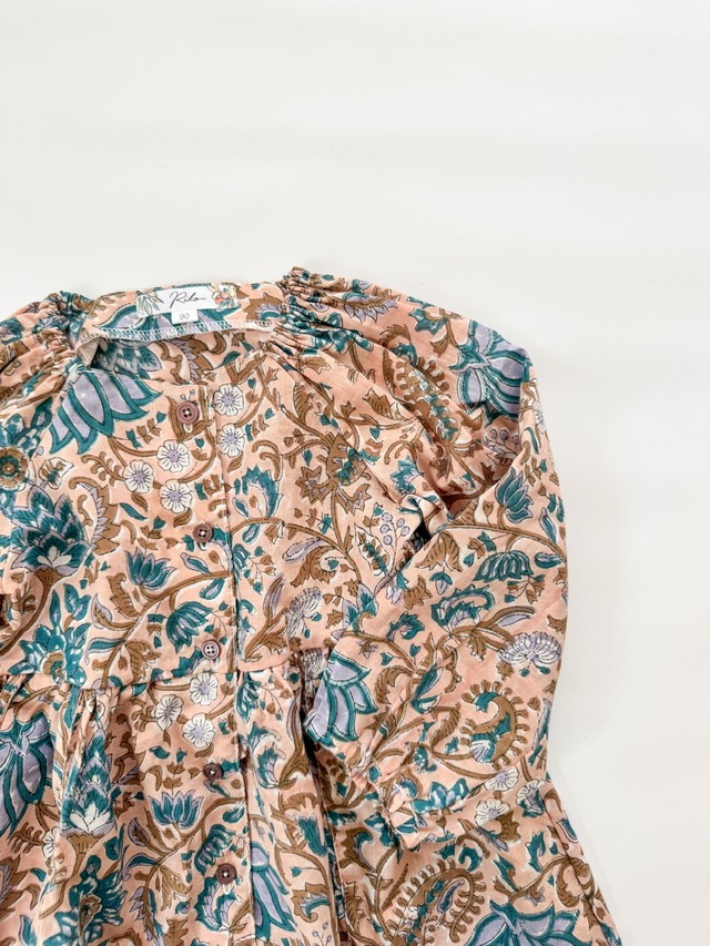 【100cm完成品】インド綿ワンピース(ブラウン)