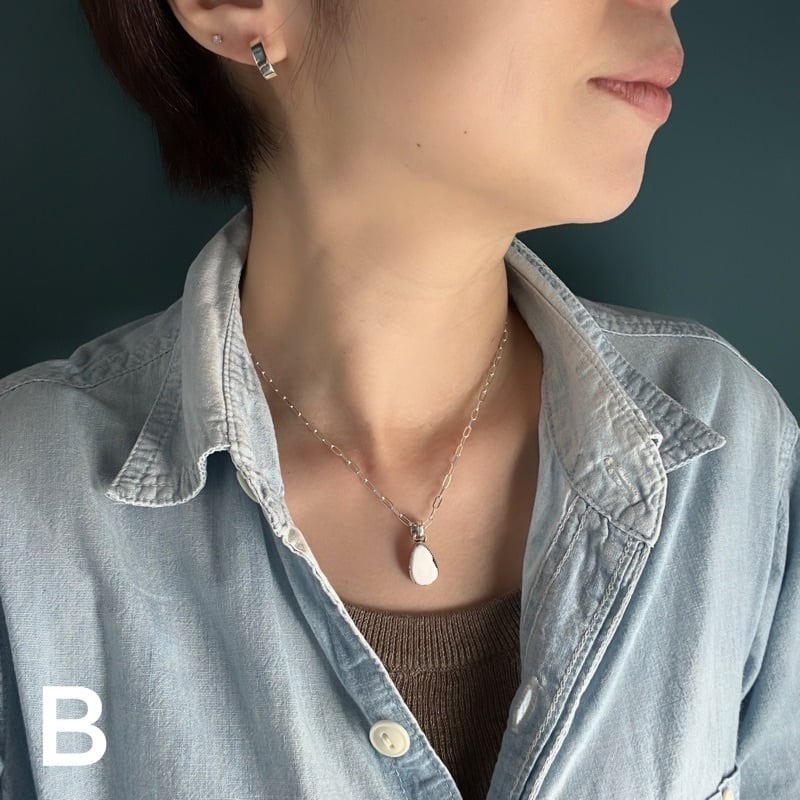 Indian Jewelry 》ホワイトバッファロー シンプル ドロップ ネックレス