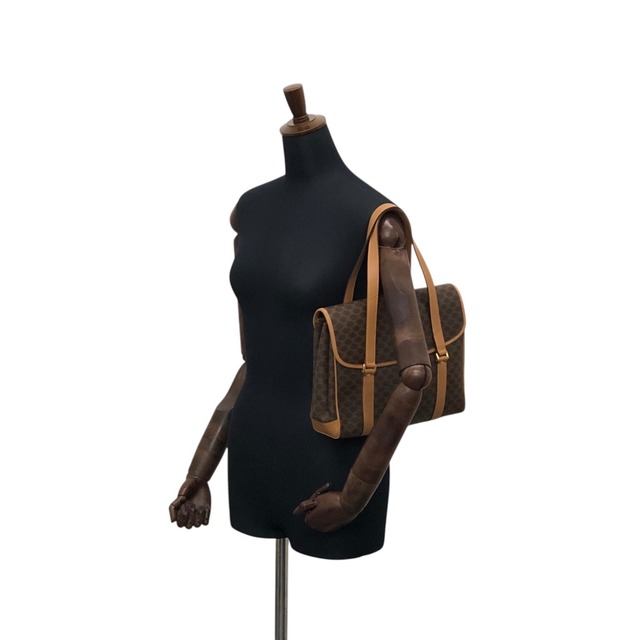 CELINE セリーヌ マカダム ショルダーバッグ ブラウン トリオンフ PVC フラップ vintage ヴィンテージ オールド 3jns43