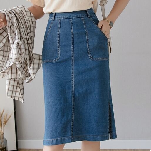 スカート レディース タイトスカート デニムスカート S M L XL 2XL 3XL 4XL 5XL 大きいサイズ ひざ丈 ミディアム丈 スリット サイドスリット かわいい 大人可愛い きれいめ シンプル カジュアル おしゃれ お洒落 こなれ感 キュート 抜け感 送料無料 存在感 無地 学生 通学 デート お出かけ 女子会 休日 カフェ巡り 街歩き お買い物 ブルー 青 春 夏 秋 10代 20代 30代 40代 韓国 韓国系 着回し 定番 スタイル プチプラ モテ トレンド 流行