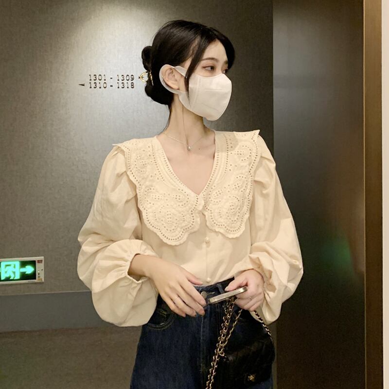 スプリングオータムシャツ スタンダード ロング レトロ 春物 秋物 試着室3432495160