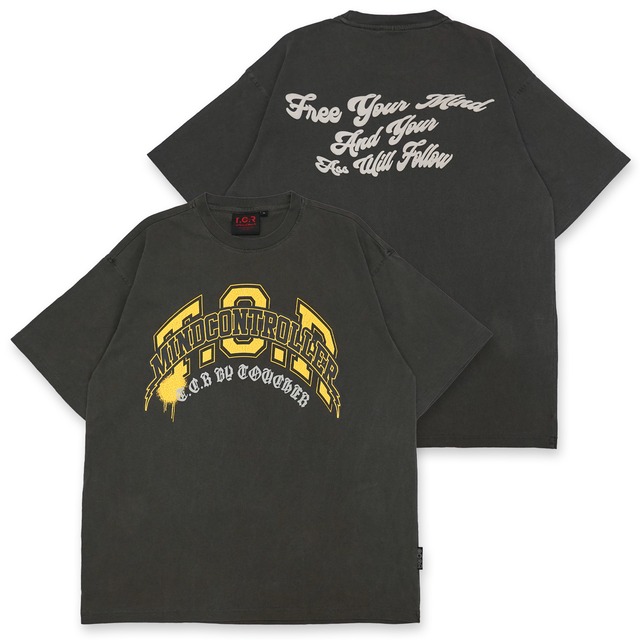 T.C.R MIND CONTROLLER WASHED S/S TEE - DARK GRAY