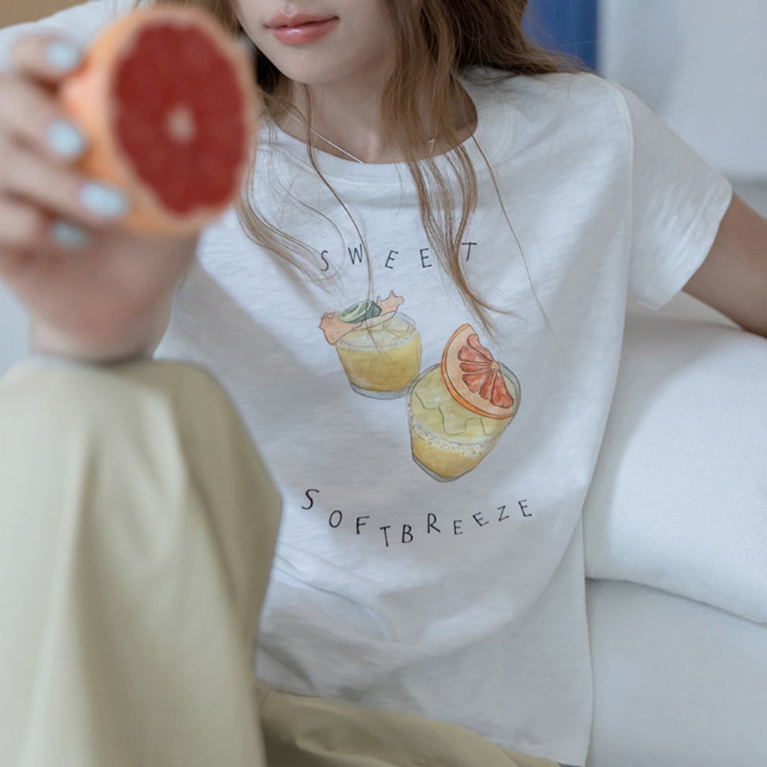 fruit print cotton tshirt