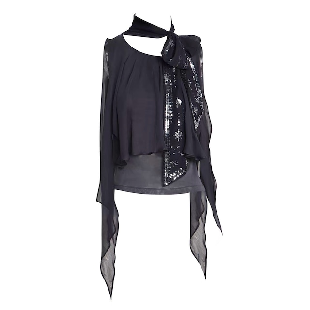 [Flowers birds Market] Silk Irregular Mesh Ribbon Bead Top