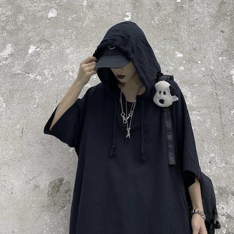 【即納黒XL】Tシャツ パーカー プルオーバー ユニセックス 闇かわいい