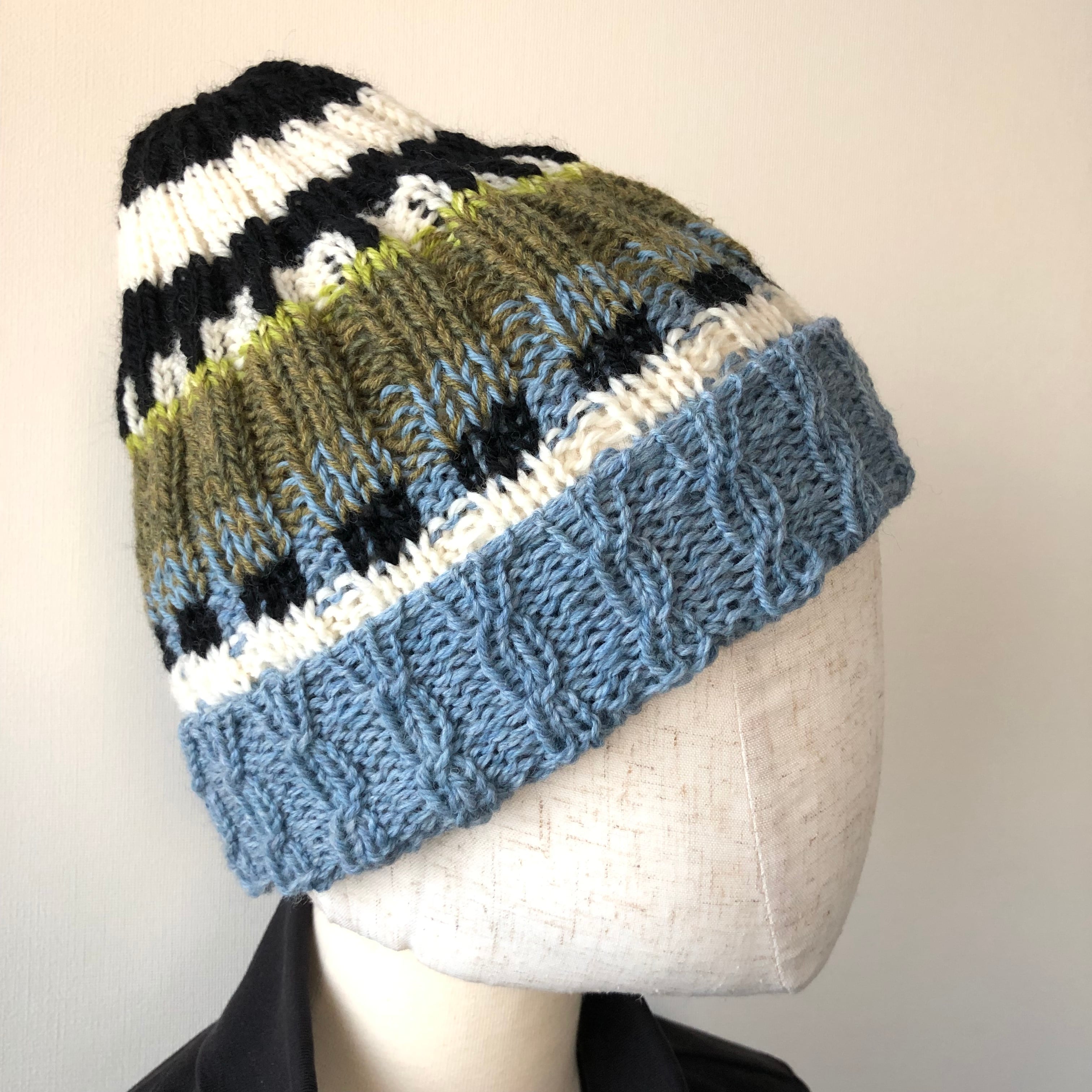 shury 風景プリント ニット帽 トリ色ニット帽（折返し付き） シジュウカラ | motif工房
