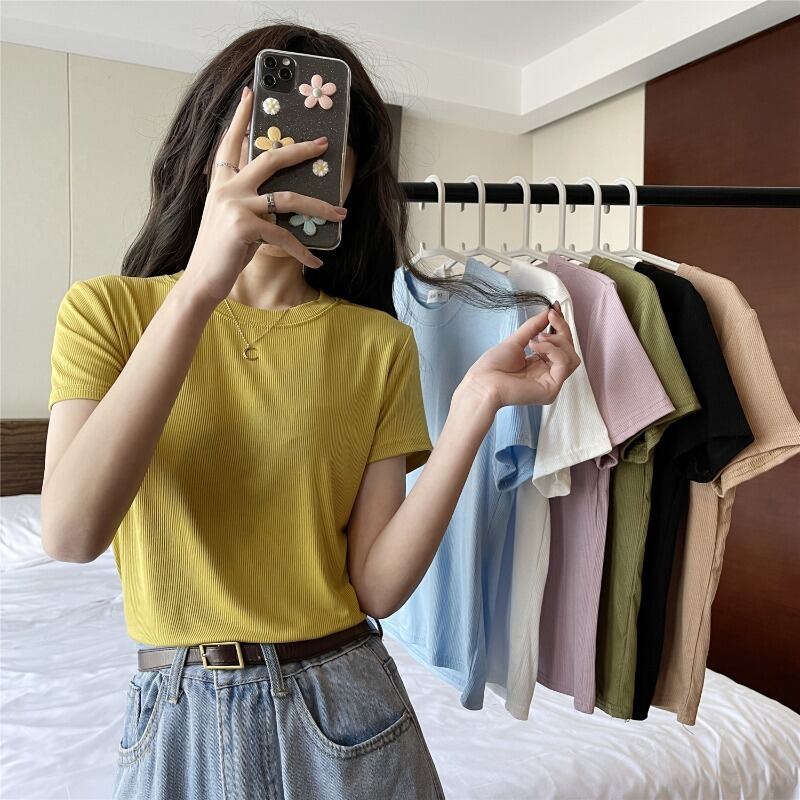 サマーショートホワイトシャツ ラウンドネック半袖スリーブTシャツ ハーフスリーブ 夏物 Oネック YY-ファッション62300508003