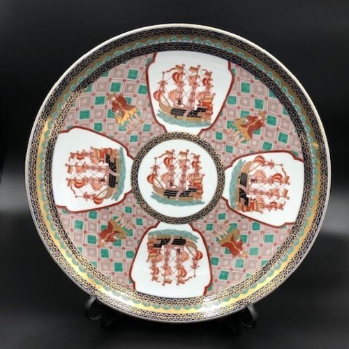 有田焼　秀峰窯　飾皿　オランダ船（45㎝）